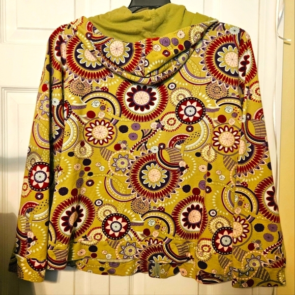 #209 Christopher & Banks- Kelly Green Multicolored Hoodie- Size: XL - Picture 3 of 5